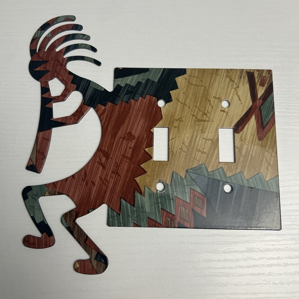 Southwestern Kokopelli Reversible Metal Double LightSwitch Cover Plate Southwest